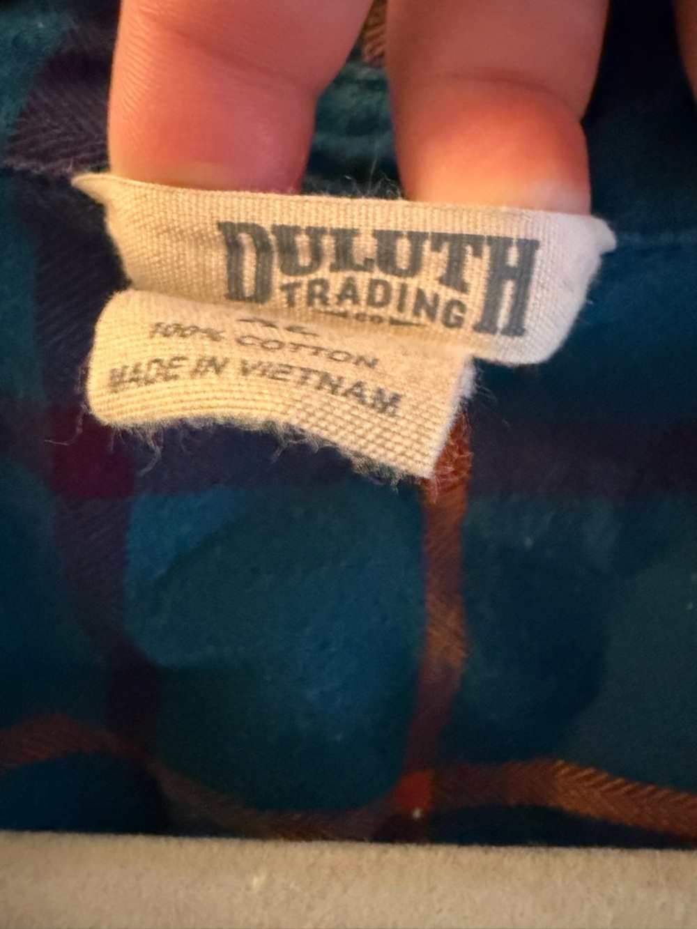 Duluth Trading Co Blue Plaid Button-Front Hooded Shirt - Picture 3 of 4